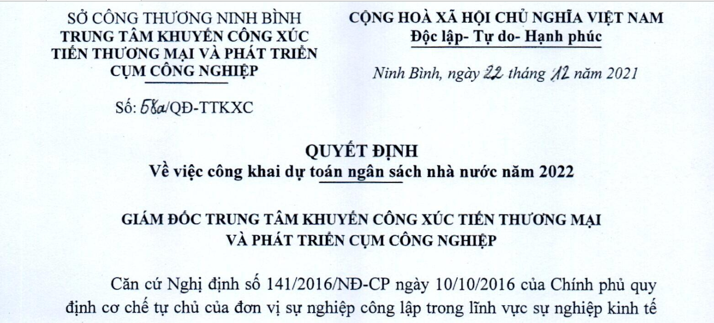 Công khai  dự toán ngân sách nhà nước 2022