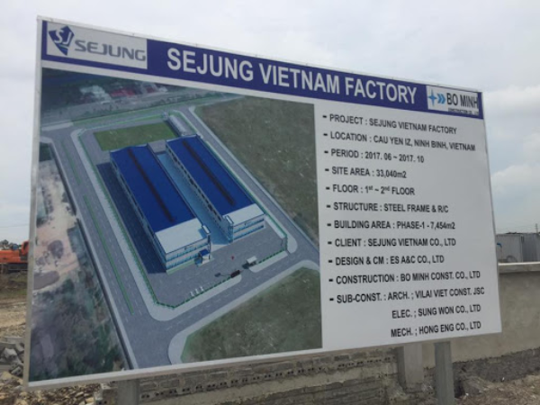 Nhà Đầu Tư Sejung Company Limited Thay Đổi Giấy Chứng Nhận Đăng Ký Đầu Tư Lần 2