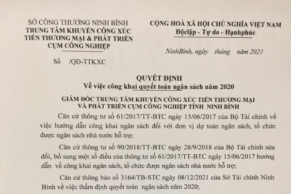 Công khai quyết toán ngân sách năm 2020